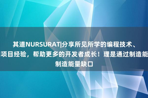 其道NURSURAT|分享所见所学的编程技术、技巧和项目经验，帮助更多的开发者成长！理是通过制造能量缺口